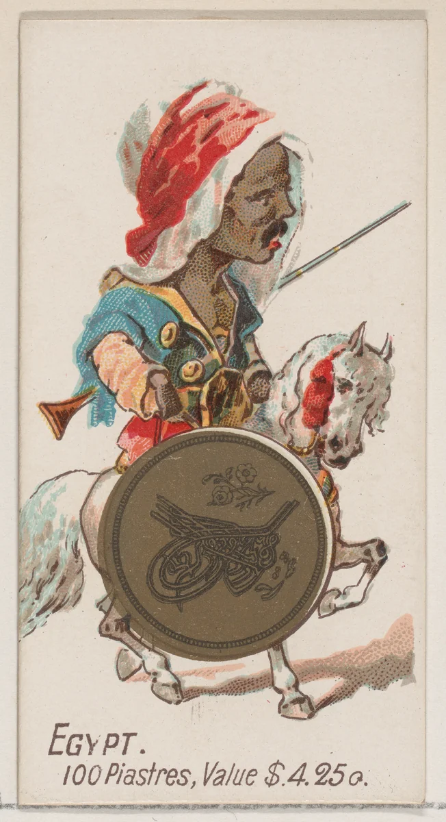 Egypt, 100 Piastres, from the series Coins of All Nations (N72, variation 1) for Duke brand cigarettes by W. Duke, Sons & Co., print, 1889