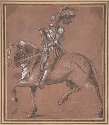 Knight on Horseback by anonymous, drawing, 1515-1525