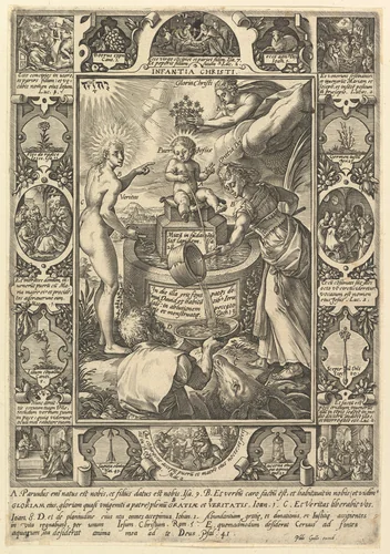 The Infant Christ, from "Allegorical Scenes on the Life of Christ, from Christian and Profane Allegories" by Hendrick Goltzius, print, 1560-1617