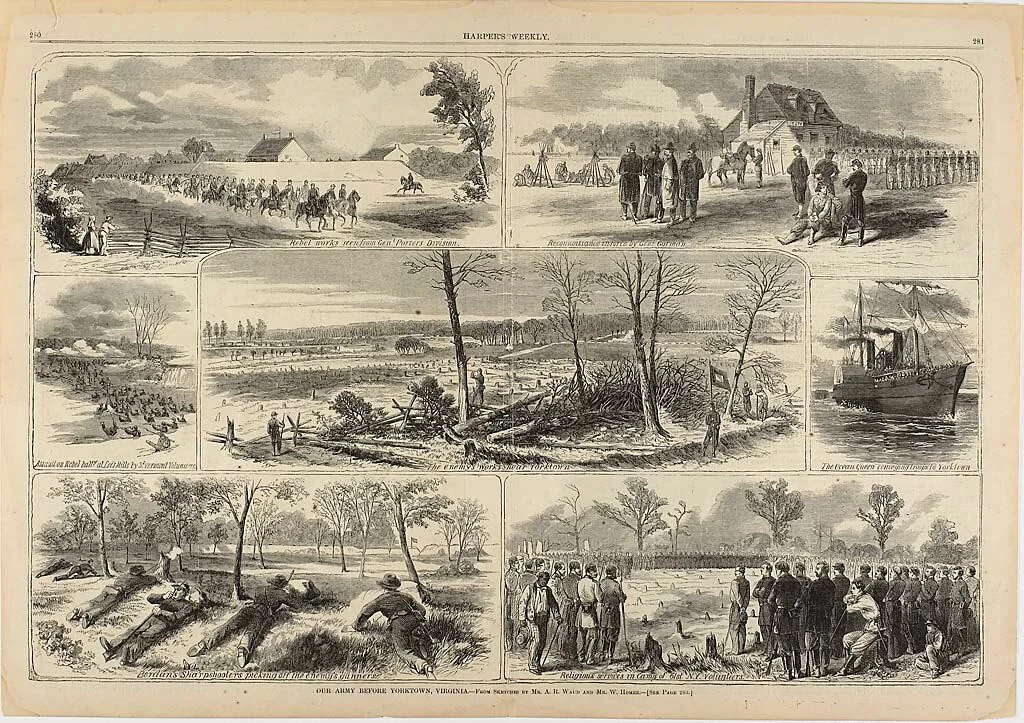 Our Army Before Yorktown, Virginia by Winslow Homer, print, 1862