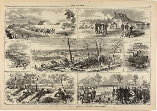 Our Army Before Yorktown, Virginia by Winslow Homer, print, 1862