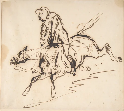 Jockey on a Horse by anonymous, drawing, 1820-1900