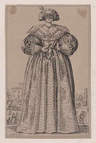 Copy of La Dame au Masque (The Lady Wearing a Mask), from "La Noblesse" (The Nobility) by anonymous, print, 1625-1700