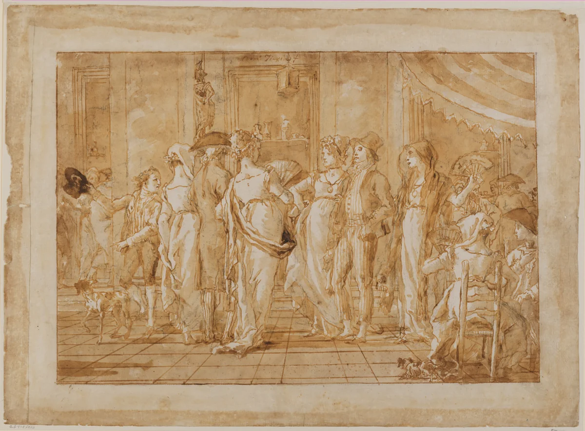 "In Piazza" by Giovanni Domenico Tiepolo, drawing, 1788-1794