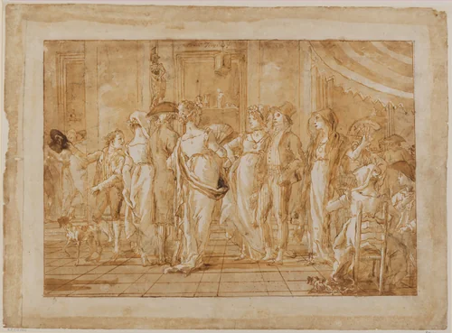 "In Piazza" by Giovanni Domenico Tiepolo, drawing, 1788-1794