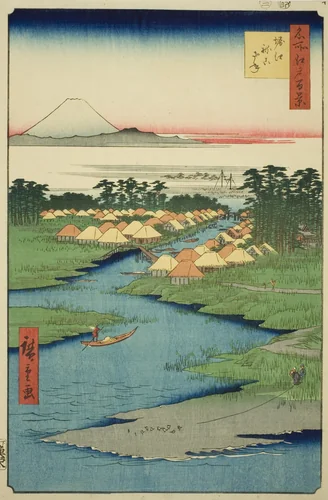 Horie and Nekozane, from the series "One Hundred Famous Views of Edo (Meisho Edo hyakkei)" by Utagawa Hiroshige (歌川広重), print, 1856