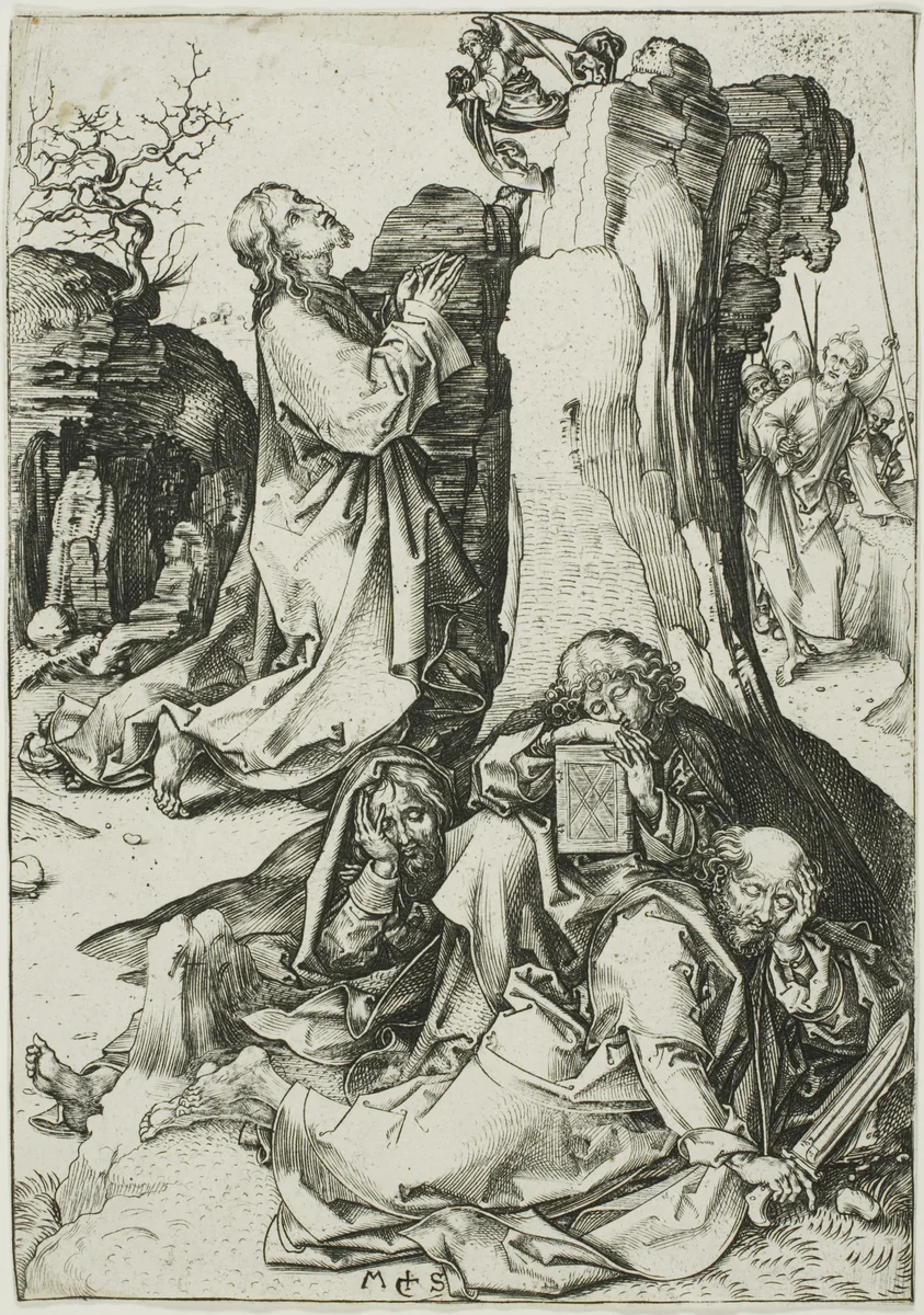 The Agony in the Garden, from The Passion by Martin Schongauer, print, 1475-1485