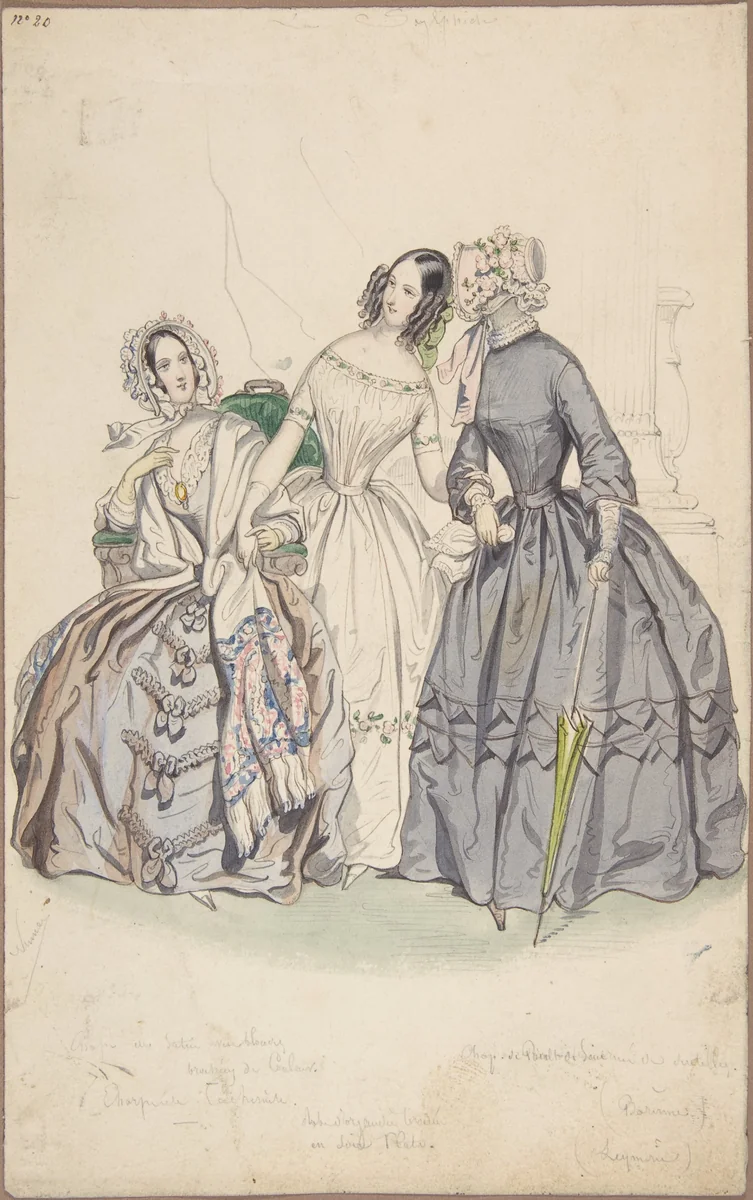 Costume Design by Pierre-Numa Bassaget, drawing, 1836-1837