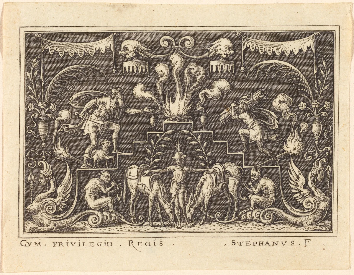 Sacrifice of Abraham by Etienne Delaune, print, 1519-1583
