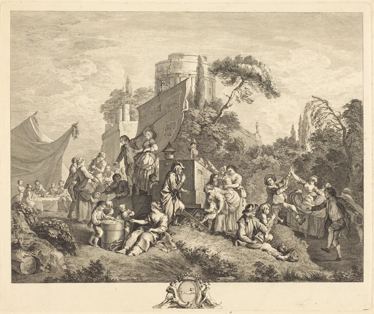 Village Fair by Charles-Nicolas Cochin François Boucher, print, 1740
