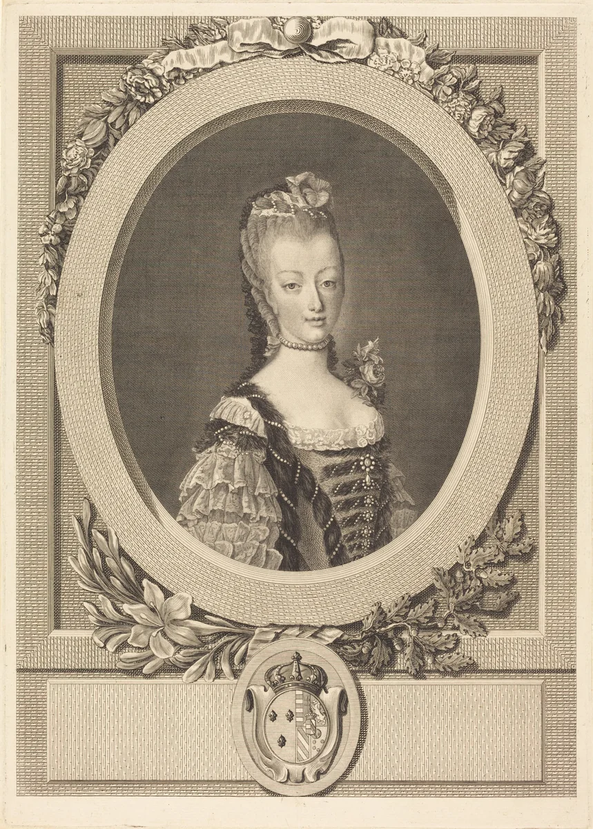 Marie-Antoinette of France by Louis-Jacques Cathelin; Jean-Martial Fredou, print, 1775