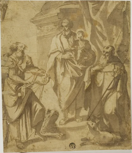 Saint Joseph and Christ Child, with Saints Mark and Anthony by Guido Reni, drawing, 1595-1699