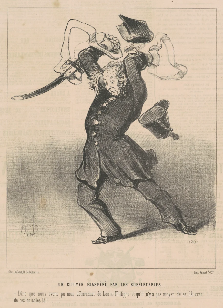 Un citoyen exaspéré par les buffleteries by Honoré Daumier, print, 1848