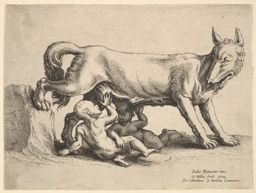 Romulus and Remus by Wenceslaus Hollar, print, 1652