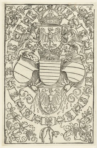 Wapen van rooms-koning Maximiliaan by Unknown, print, 1504
