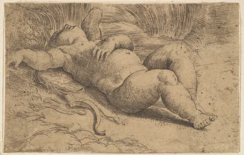 Cupid Sleeping by Parmigianino, print, 1515-1540