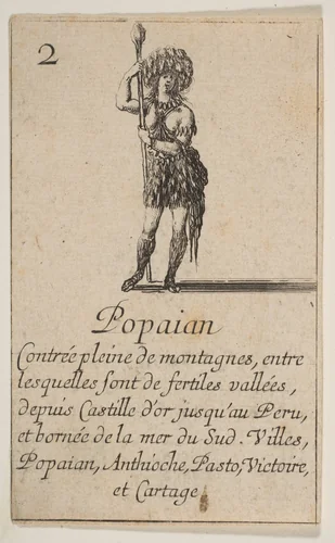Popayan, from the playing cards "Jeu de la Géographie" by Stefano della Bella, print, 1644