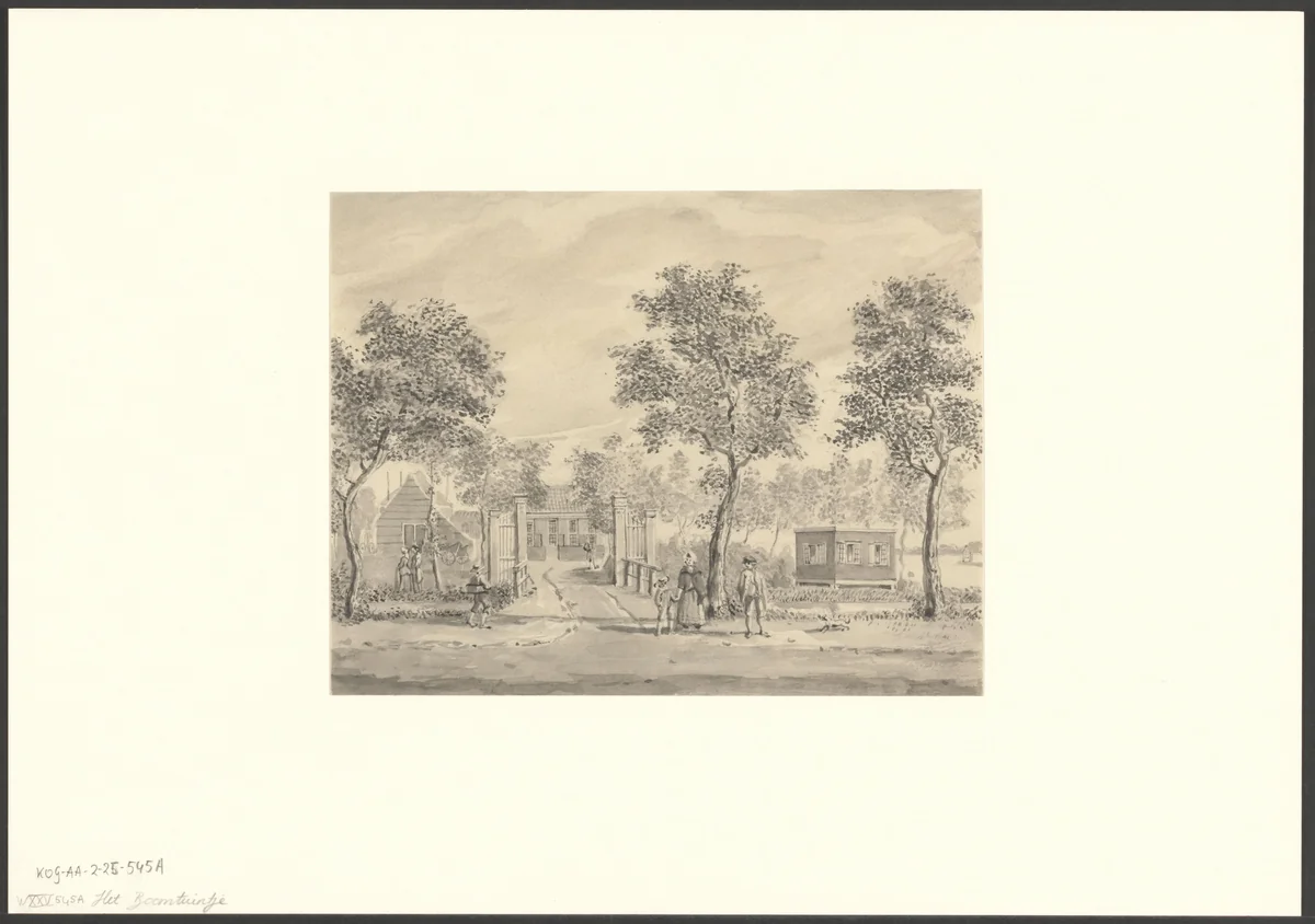 Gezicht op de Roomtuintjes bij de Linnaeusstraat by anonymous, drawing, 1750-1850