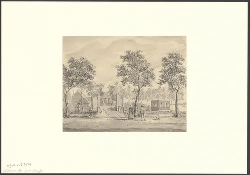 Gezicht op de Roomtuintjes bij de Linnaeusstraat by anonymous, drawing, 1750-1850