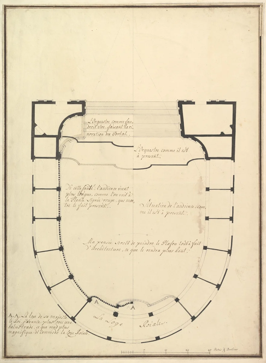 Ground Plan by Giuseppe Galli Bibiena, drawing, 1745-1755