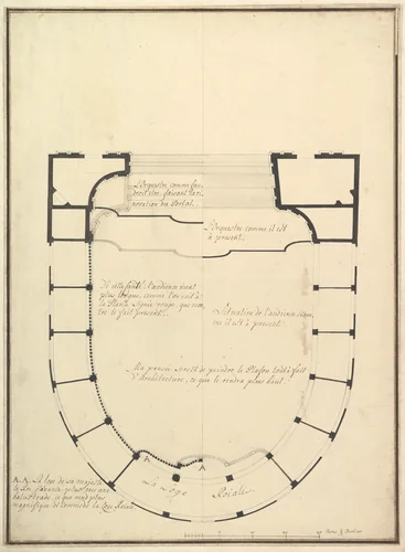 Ground Plan by Giuseppe Galli Bibiena, drawing, 1745-1755