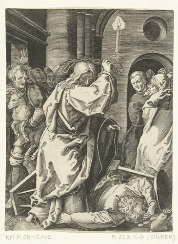 Verdrijving van geldwisselaars uit de tempel by anonymous, print, 1510-1699