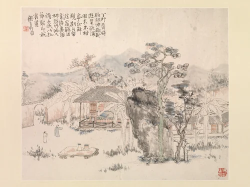 Garden scene by Wu Tao, painting, 1867