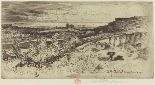 La Chapelle Saint-Michel à l'Estre (The Chapel Saint-Michel at l'Estre) by Félix-Hilaire Buhot, print, 1881