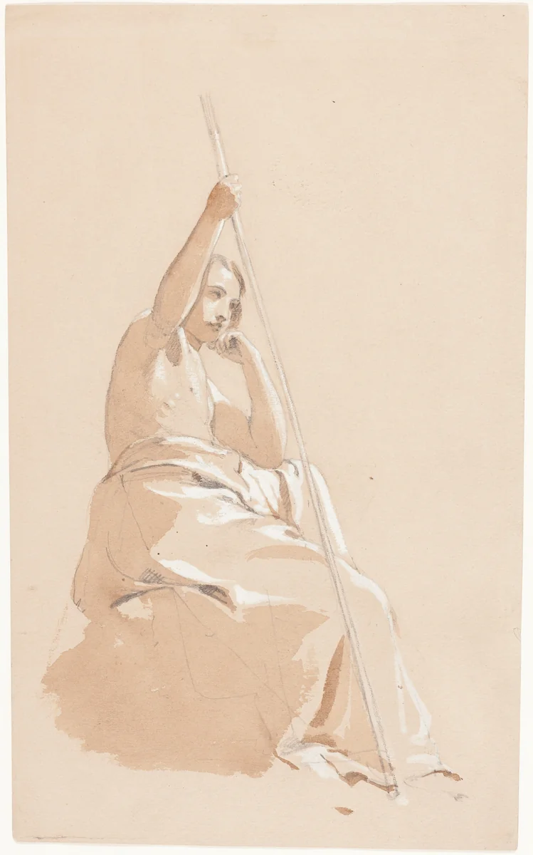 Seated Youth with a Staff by William Etty, drawing, 1815