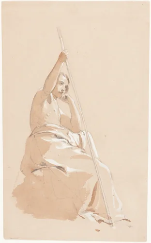 Seated Youth with a Staff by William Etty, drawing, 1815