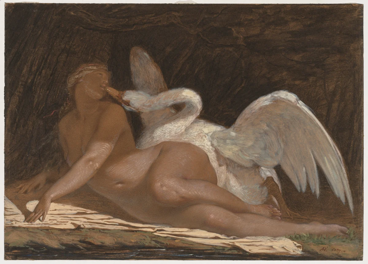 Leda and the Swan by Adolphe Yvon, drawing, 1834-1893