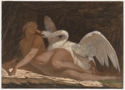 Leda and the Swan by Adolphe Yvon, drawing, 1834-1893