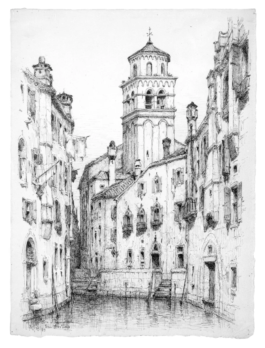 Rio e Campanile San Martino, Venice by Andrew Fisher Bunner, artwork, 1883