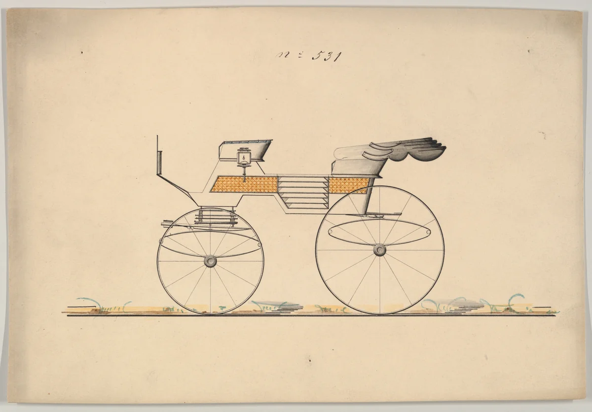 Design for Phaeton, no. 531 by Brewster & Co., drawing, 1850-1874