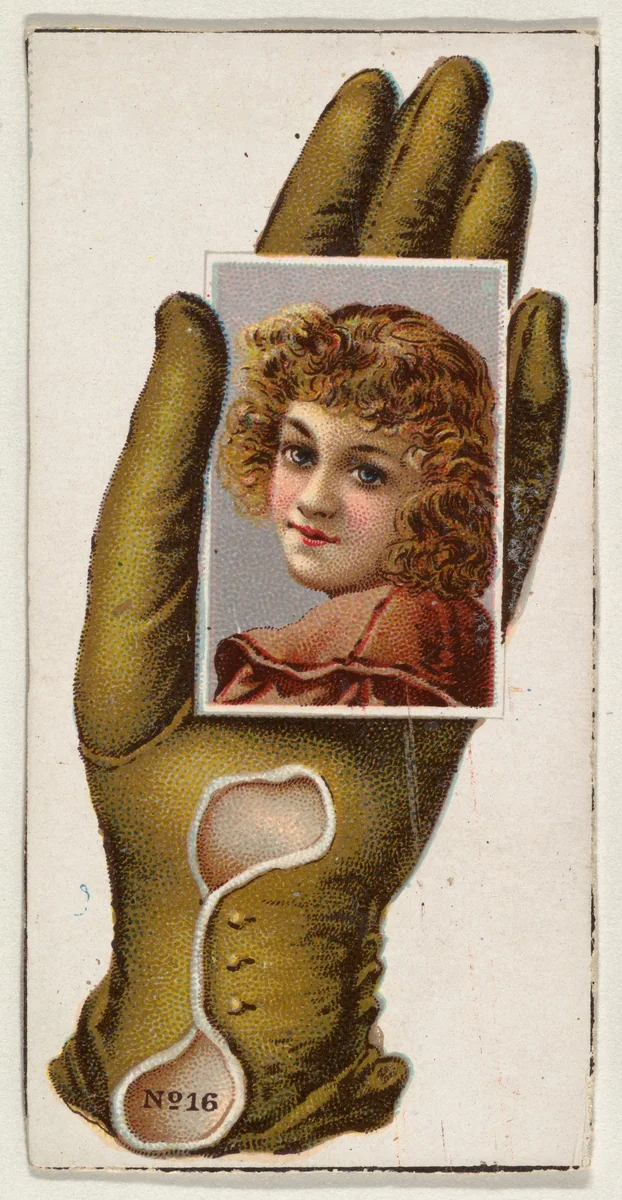 Card Number 16, cut-out from banner advertising the Opera Gloves series (G29) for Allen & Ginter Cigarettes by Allen & Ginter, print, 1885-1895
