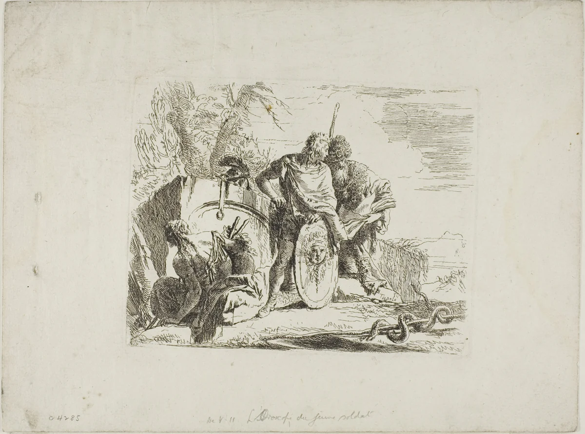 The Astrologer and the Young Soldier, from Capricci by Giovanni Battista Tiepolo, print, 1740-1750