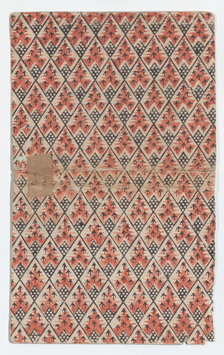 Book cover with overall diamond pattern with arrows by anonymous, print, 1800-1900