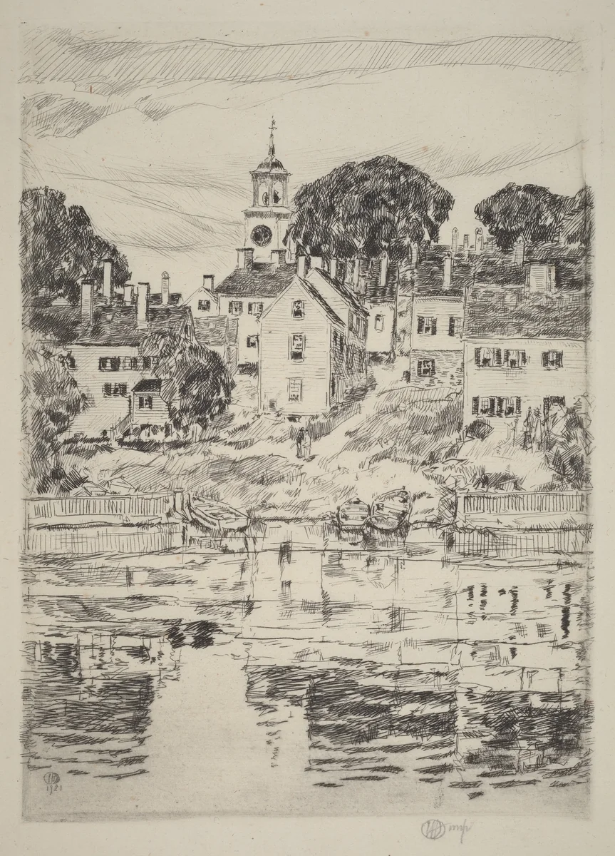 The Church Tower, Portsmouth by Childe Hassam, print, 1921
