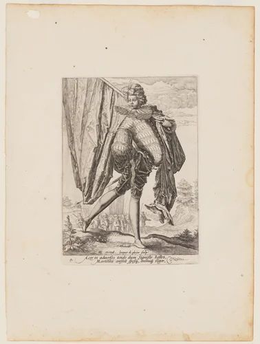 Standard Bearer, from Officers and Soldiers of the Bodyguard of Emperor Rudolph II by Jacques de Gheyn II, print, 1587