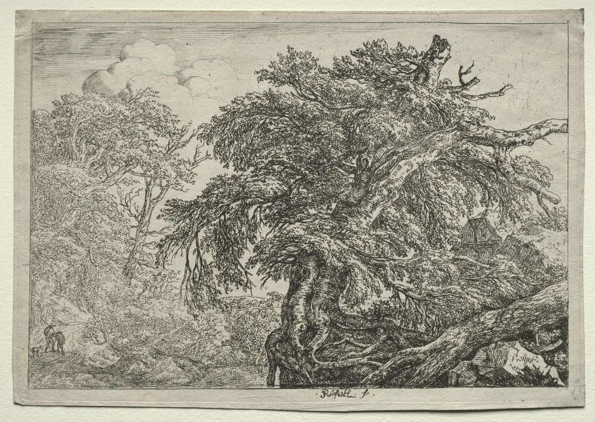 Two Peasants and their Dog by Jacob van Ruisdael, print, 1645-1655