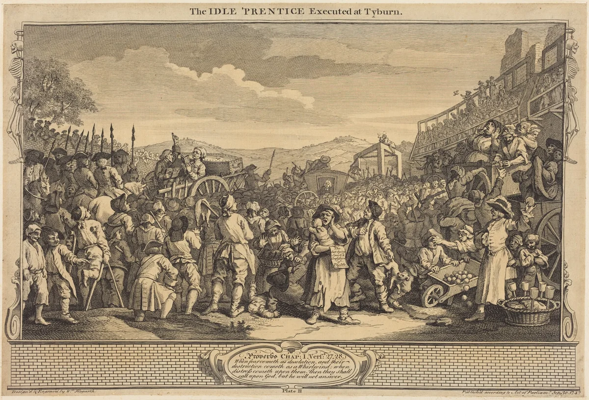 The Idle 'Prentice Executed at Tyburn by William Hogarth, print, 1747