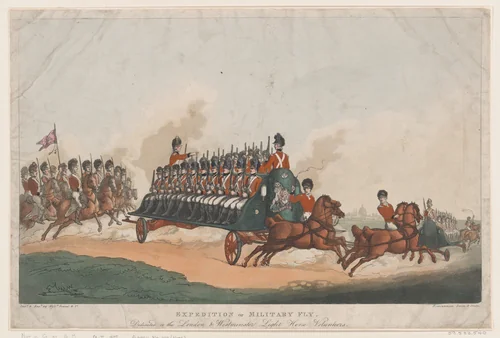 Expedition, or Military Fly by Thomas Rowlandson, print, 1798