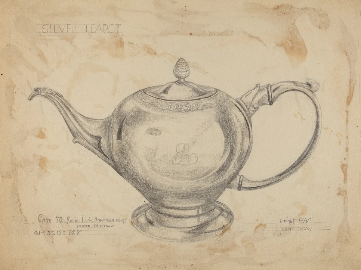 Silver Teapot by John Garay, index of american design, 1935-1942