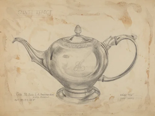 Silver Teapot by John Garay, index of american design, 1935-1942