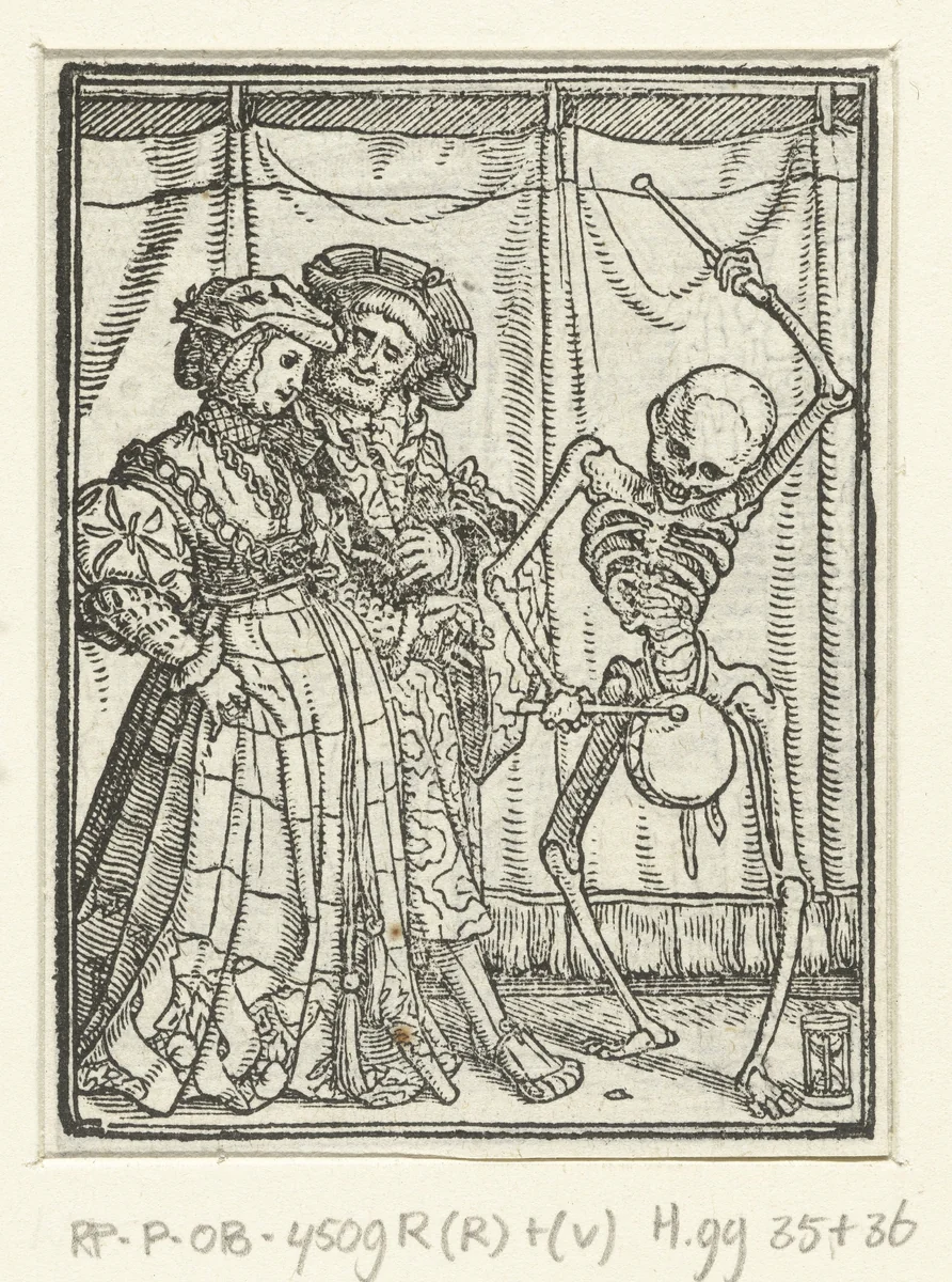 Edelvrouw en de Dood by Hans Holbein, print, 1524-1526