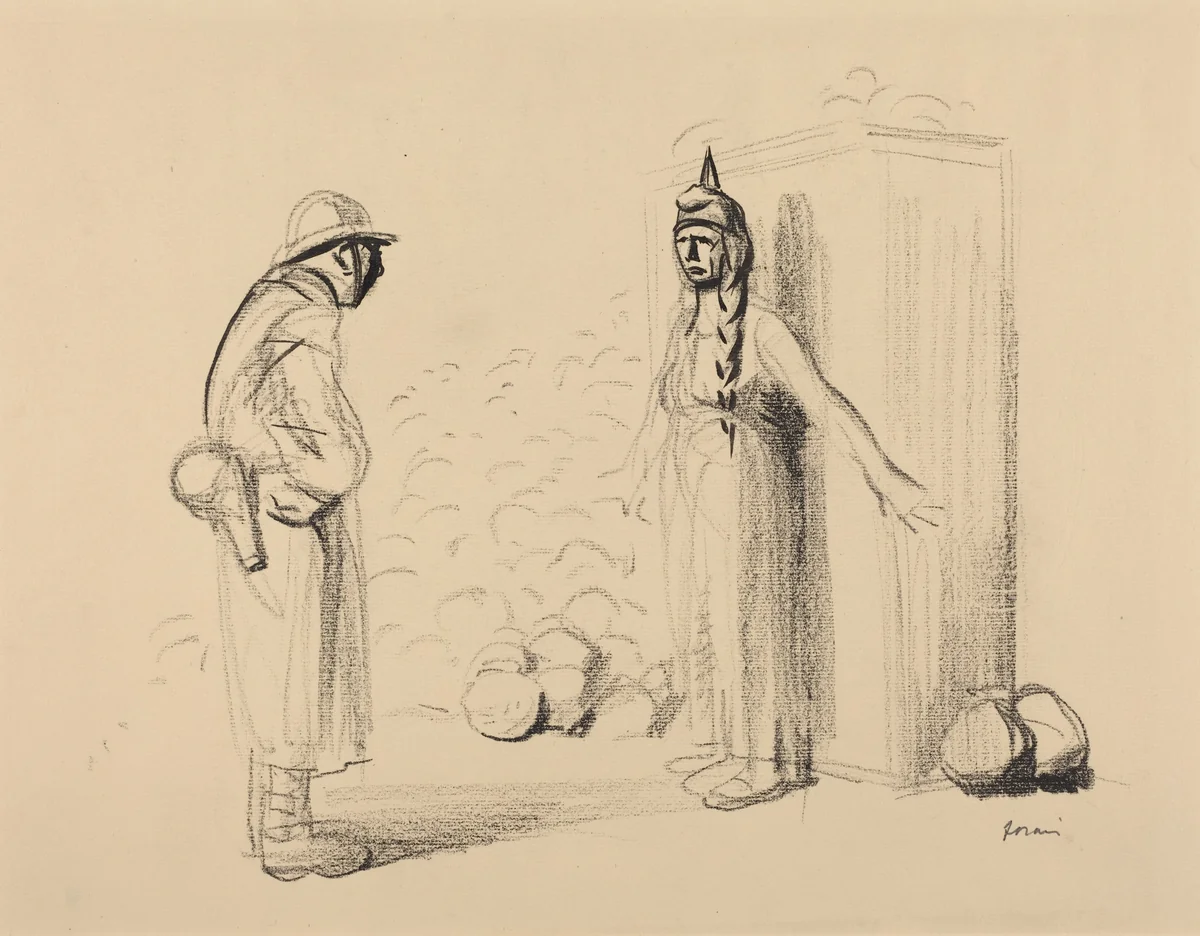 Hiding the "louis" by Jean-Louis Forain, drawing, 1914-1919