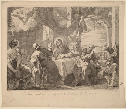 The Supper at Emmaus by José del Castillo; Mateo Cerezo the younger, print, 1778
