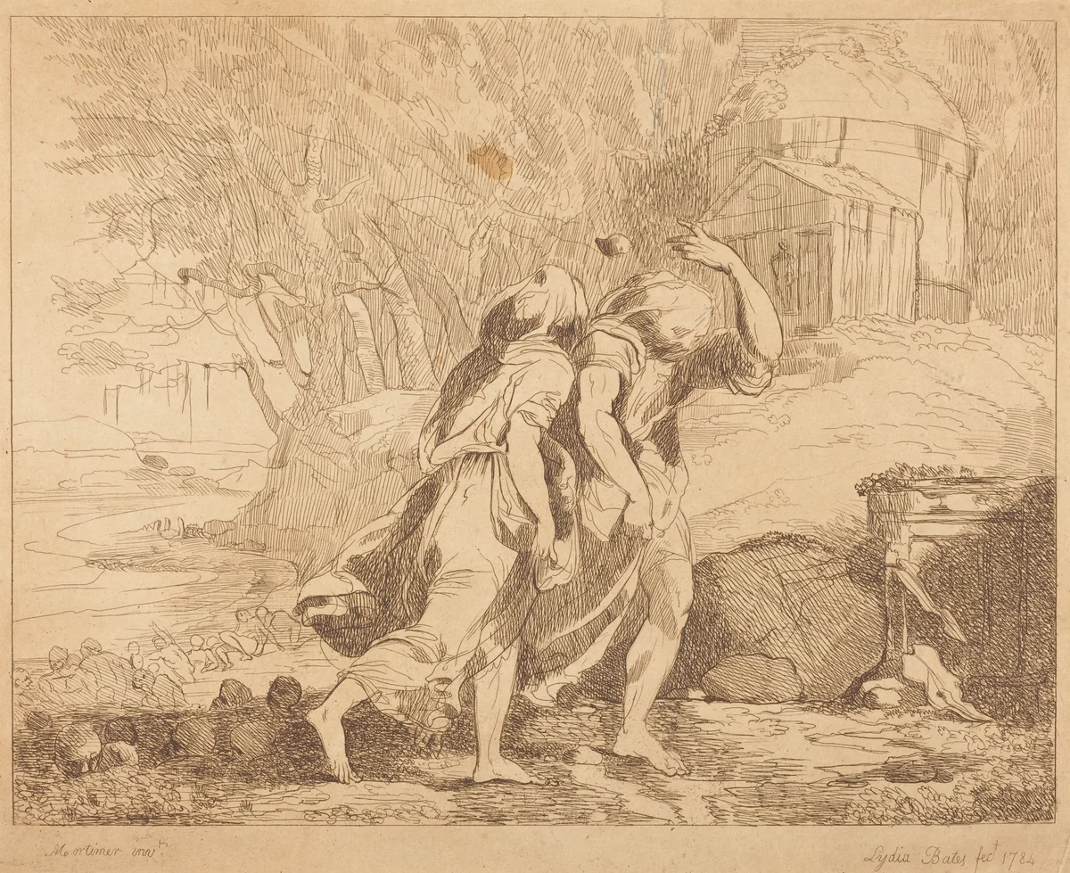 Two Fleeing Figures by Lydia Bates
John Hamilton Mortimer, print, 1784