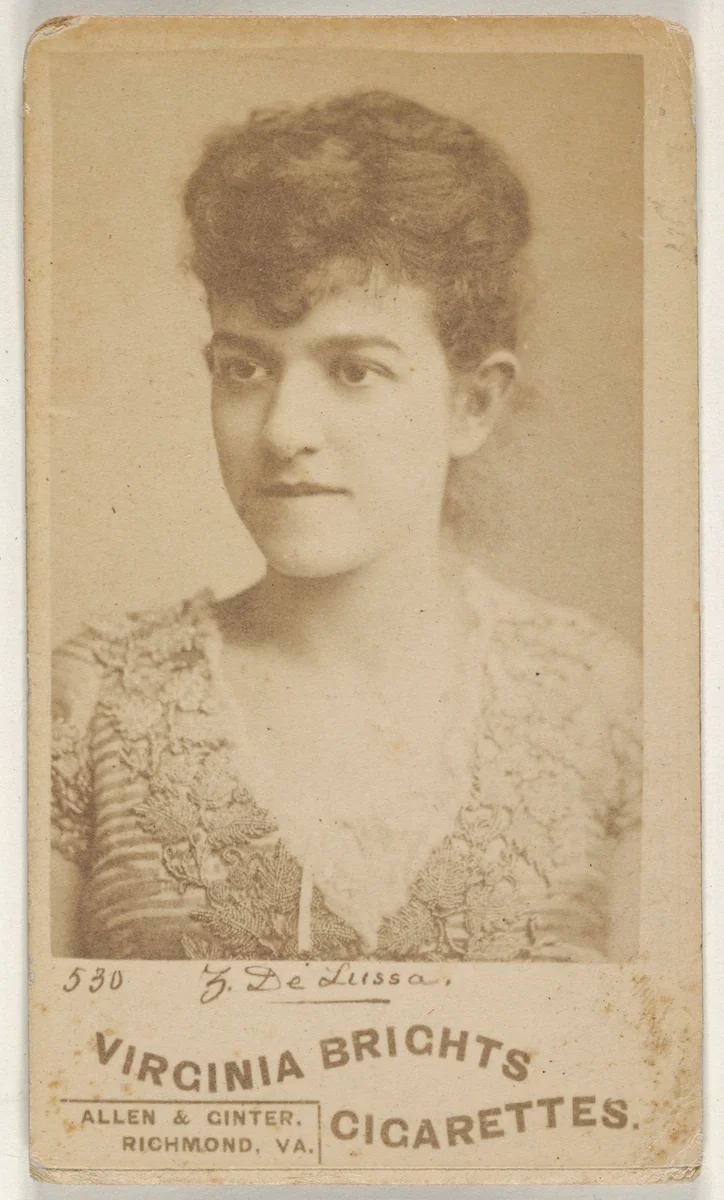 Card 530, Z. De Lussa, from the Actors and Actresses series (N45, Type 6) for Virginia Brights Cigarettes by Allen & Ginter, photograph, 1885-1891