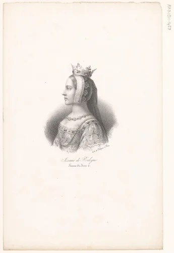Portret van Johanna I van Auvergne by anonymous, print, 1818-1842